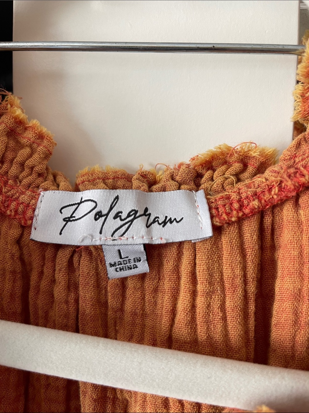 Polagram Rust Orange Gauze Tiered Midi Dress - Picture 2 of 2